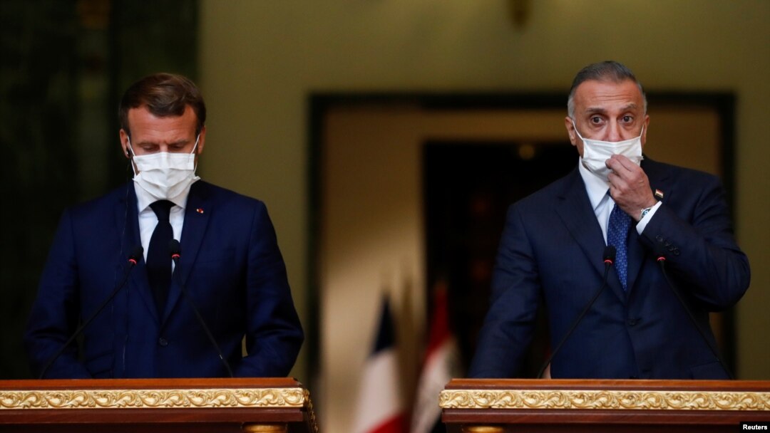 Predsjednik Francuske Makron i irački premijer Kadimi, Bagdad, 2. septembar, 2020. 