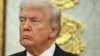 US President Donald Trump looks on during a press conference in the Oval Office of the White House in Washington, DC on October 15, 2025.
