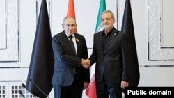 Iran - Iranian President Masoud Pezeshkian and Armenian Prime Minister Nikol Pashinian meet in Tehran, July 3, 2026.