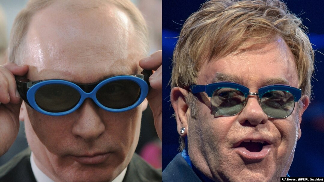 The Kremlin has denied that Vladimir Putin (left) called British singer Elton John (right) this week, but said that the Russian President would "ready to meet" with him if a request was made. 