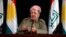 Kurdish leader Masud Barzani speaks during a news conference in Irbil, Iraq, on September 24. "We will never go back to the failed partnership" with Baghdad, he said.