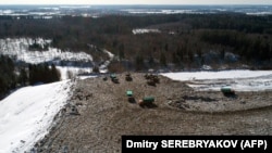 An aerial view of the Yadrovo landfill near the town of Volokolamsk, Russia