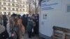 Queue in front of Olymp PCR-testing in Semey, Eastern Kazakhstan. Nov.2, 2020