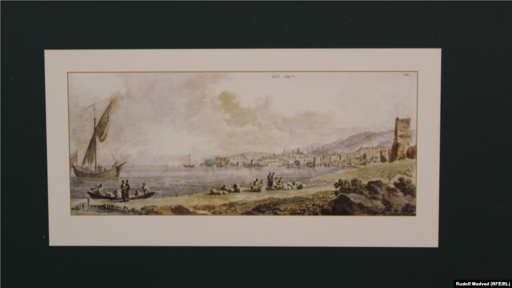 Панорама Кафы, акварель из альбома Михаила Иванова (1748-1823), фотокопия