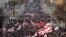 BELARUS -- Opposition supporters parade through the streets during a rally to protest against the Belarus presidential election results in Minsk, October 18, 2020