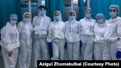 Medical staff at the Central Almaty City Hospital have been treating patients locked down in the facility since earlier this month. 