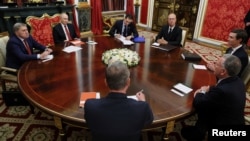 Russian President Vladimir Putin meets with US envoys Steve Witkoff and Jared Kushner at the Kremlin on September 5.