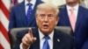 US President Donald Trump speaks at the White House in Washington.