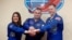 International Space Station crew members from the United States and Russia at the Baikonur cosmodrome in Kazakhstan in March 2019