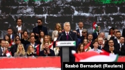 Orbán Viktor miniszterelnök beszédet mond a Kossuth téren 2025. október 23-án