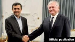 Iran - President Mahmud Ahmadinejad meets with Armenian Foreign Minister Edward Nalbandian in Tehran, 29Apr2012.