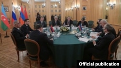 Russia -- A Russian-Armenian-Azerbaijani working group on cross-border transport issues meets in Moscow, January 30, 2021.