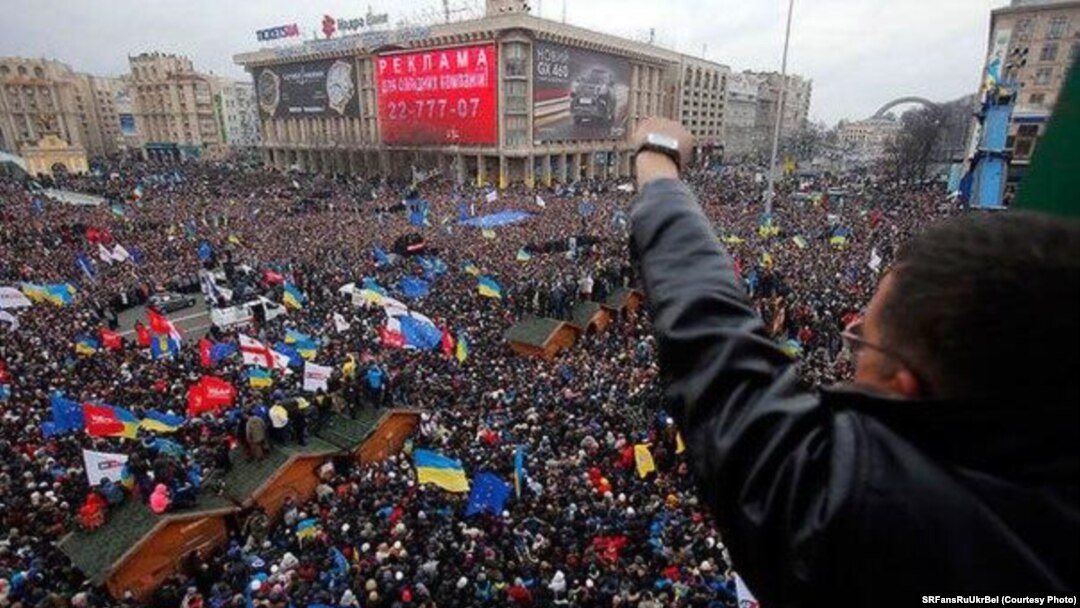 Opposition "Euromaidan" protesters or "євромайданівці," as they are known in Ukraine.