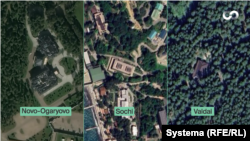 Satellite photos show the buildings housing the nearly identical offices at Novo-Ogaryovo, Sochi, and Valdai.