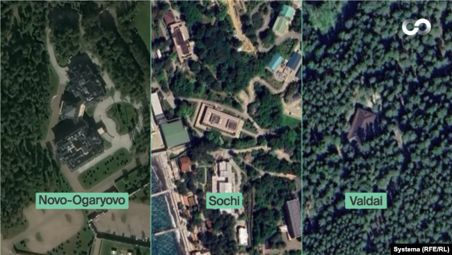 Lokacionet ku besohet se janë tri zyrat e Putinit nëpër Rusi.