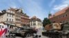 Kilőtt orosz tankok Varsóban 2022. június 27-én