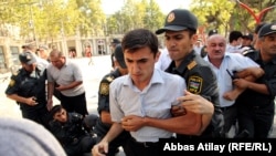 United opposition protesters in Baku demanded free elections on July 31.