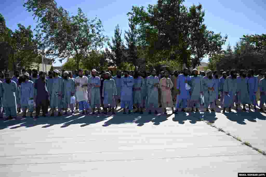 Taliban prisoners during their release from Bagram prison. &nbsp;A senior Taliban member said the militant group was planning to free about 50 to 100 Afghan security forces members as early as May 28. Under the cease-fire deal, the Taliban has promised to release about 1,000 detainees that it is holding.