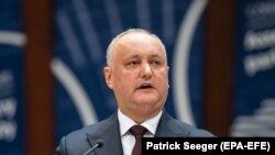 Președintele moldovean Igor Dodon vorbind în Adunarea Parlamentară a Consiliului Europei. 29 ianuarie 2020