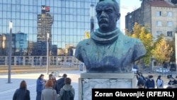 Protest kod spomenika Dimitriju Tucoviću, Beograd, Srbija, 24. oktobar 2025.