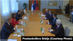 Sastanak predsednika Srbije Aleksandra Vučića i ministra turizma i životne sredine Albanije Bljendija Kljosija, Beograd 1 juli 2021.