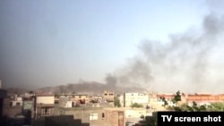 Smoke rises from an explosion in Kabul on August 29.