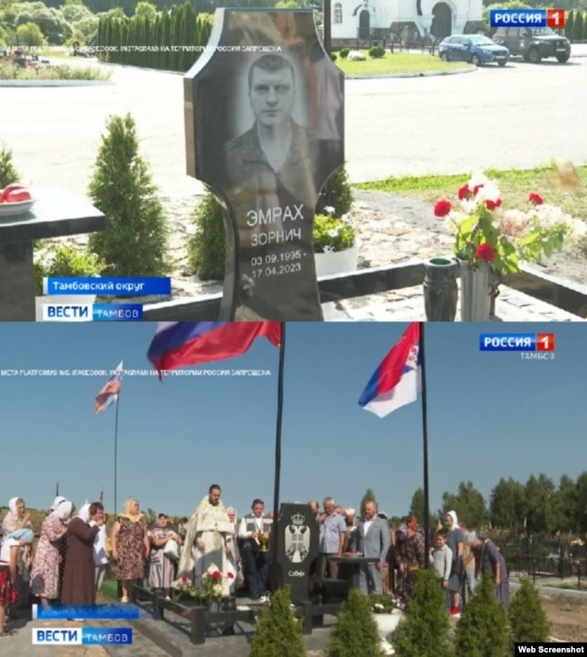 Ceremonia e hapjes së një monumenti të ri në varrin e Emrah Zornich, 25 gusht, Novaya Lyada, rajoni Tambov i Rusisë