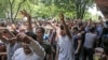 Protesters angry with the deteriorating economy chant slogans at the old grand bazaar in Tehran, Iran, Monday, June 25, 2018. File photo