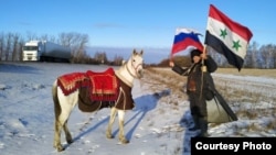 Adnan Azzam has been traveling with his horse to Moscow from Damascus since April 2019. 