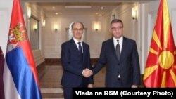 Премиерот, Христијан Мицкоски и неговиот српски колега Ѓуро Мацут на средба во Скопје/03.10.2025