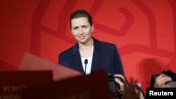 დანიის პრემიერ-მინისტრი მეტე ფრედერიკსენი 24 მარტის საპარლამენტო არჩევნების პირველადი შედეგების გამოცხადების შემდეგ