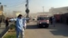 An ambulance transporting victims after the blasts in Parachinar on June 23.