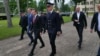 Slijeva nadesno: general pukovnik Gojko Knežević, načelnik Zajedničkog štaba OS BiH, Milorad Dodik, predsjednik RS, Aleksandar Goganović, zamjenik ministra odbrane BiH, Banja Luka, 12. maj 2025.
