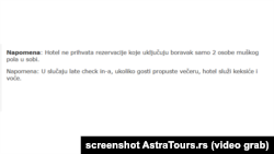 screenshot sa sajta Astratours.rs od 15. juna 2021.