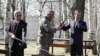 Presidents Dmitry Medvedev of Russia and Serzh Sarkisian of Armenia fish during their informal meeting in Zavidovo, Russia on April 23, 2009.