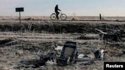 Чоловік їде на велосипеді біля уламків MH17, архівне фото 