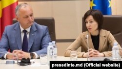 Președintele Igor Dodon și prim-ministrul Maia Sandru