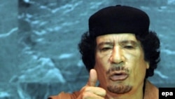 Ливия басшысы Муаммар Каддафи БҰҰ Бас Ассамблеясында. Нью-Йорк, 23 қыркүйек 2009 жыл.
