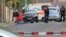 Police secure the area after a shooting in the eastern German city of Halle on October 9. 