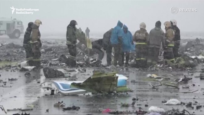 Russian Emergency Workers Search Wreckage At Plane Crash Site