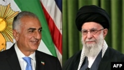 Комбинированное изображение живущего в эмиграции в США наследного принца (шахзаде) Ирана Резы Пехлеви (слева) и Высшего руководителя Ирана, великого аятоллы Али Хаменеи