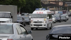 Armenia -- An ambulance races through streets of Yerevan, June 2, 2020.