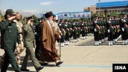 Iranian supreme leader Ayatollah Ali Khamenei at the graduation ceremony of army university in May.