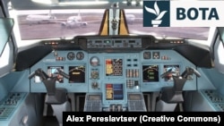 Kabina e pilotëve e të avionit Tupolev Tu-214, i cili është ndër modelet e avionëve që po rikthehen në shërbim nga linjat ajrore ruse.