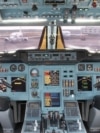 The cockpit of a Tupolev Tu-214, one of several plane models being returned to service with Russian airlines. 