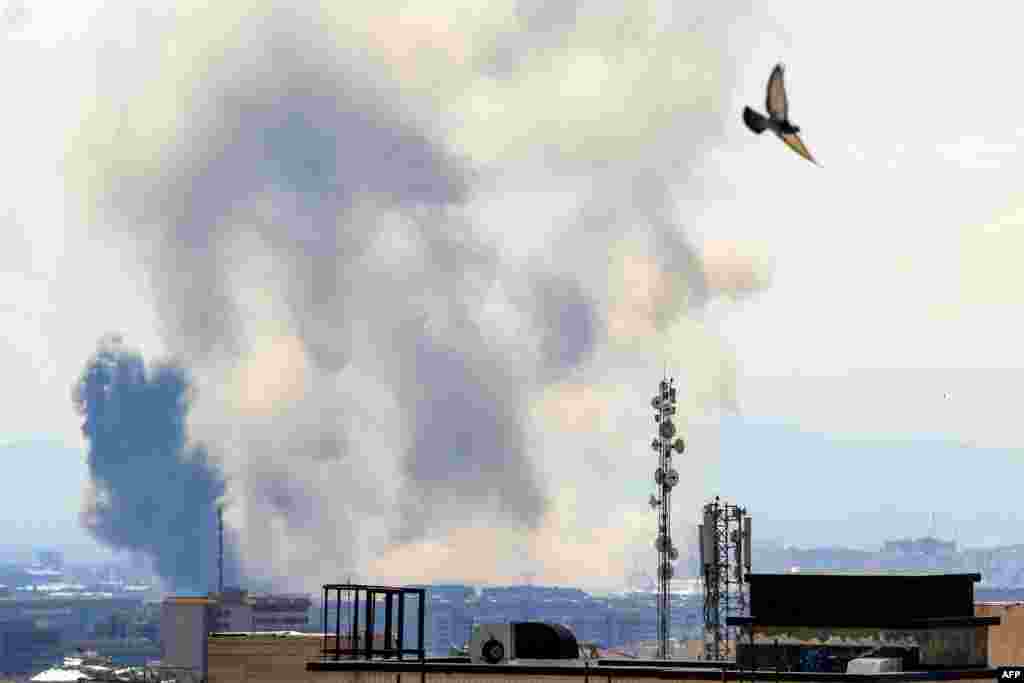 Smoke rises following strikes on Tehran on April 7.