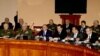 Armenia - Defense Minister Seyran Ohanian (C), army chief of staff General Yuri Khachaturov (second from left) and other top military officials meet in Yerevan, 8Jan2015.