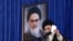 Iranian Supreme Leader Ayatollah Ali Khamenei speaks to the crowd during a ceremony on the occasion of the 29th anniversary of the death Ayatollah Ruhollah Khomeini on June 04, 2018.