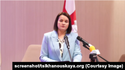 Сьвятлана Ціханоўская прамаўляе вітальнае слова