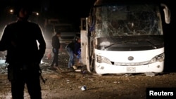 Автобус, подорванный экстремистами в Гизе, 28 декабря 2018